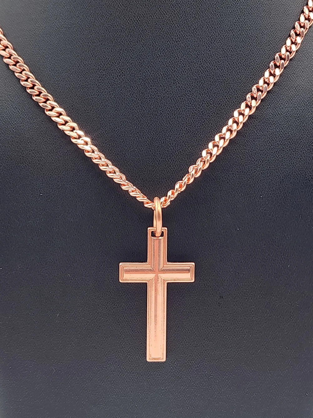 Pure Copper Cross Necklace 5mm Cuban Link Chain – 20